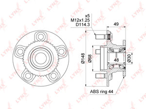 Изображение 1, WH1048 Ступица NISSAN Primera (P12) задняя в сборе с подшипником LYNX
