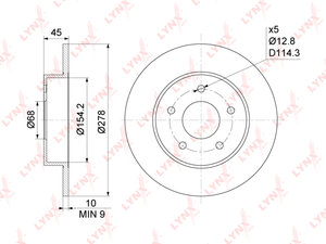 Изображение 1, BN1102 Диск тормозной NISSAN Primera (P11) (96-) задний (1шт.) LYNX