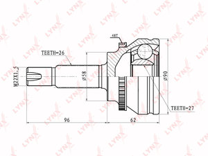 Изображение 1, CO7503A ШРУС наружный TOYOTA Avensis (99-) комплект LYNX