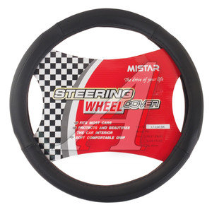 Изображение 1, MIS-LT22A BK (M) Оплетка руля (M) 37-39см черная кожа MISTAR