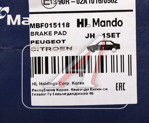 Изображение 6, MBF015118 Колодки тормозные PEUGEOT Partner (96-) CITROEN Berlingo передние (4шт.) MANDO