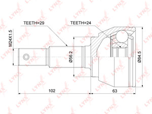 Изображение 1, CO3915 ШРУС наружный NISSAN Teana (03-08) комплект LYNX