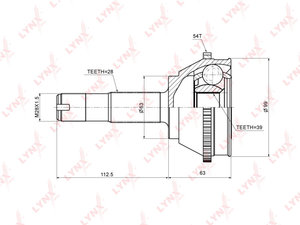Изображение 2, CO2213A ШРУС наружный PEUGEOT Boxer (94-) CITROEN Jumper (94-) комплект LYNX