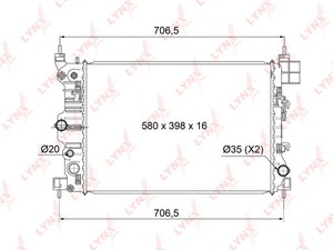 Изображение 3, RB1009 Радиатор CHEVROLET Aveo (T300) (11-) (МКПП) охлаждения двигателя LYNX