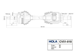 Изображение 4, CV51018 Привод передних колес ВАЗ-2110, 1118 левый HOLA