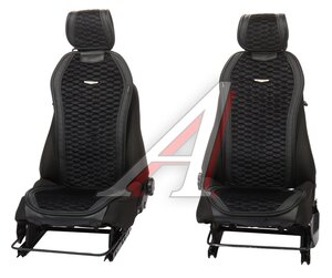 Изображение 1, DES-600 BK/BK Накидка на сиденье алькантара стеганая/эко-кожа черная (2шт.) Designo AUTOPROFI