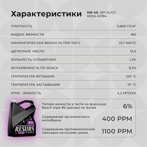 Масло моторное ВМП-АВТО Resurs A3/B4 5W40 синт. 4л, ВМПАВТО 5W40,
                                                          фото 10 Изображение 10, 9292 Масло моторное ВМП-АВТО Resurs A3/B4 5W40 синт. 4л