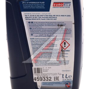 Изображение 3, 564001 Жидкость гидроусилителя руля EUROLUB ZH-L ST HYDRAULIK-FLUID 1л (Уценка)
