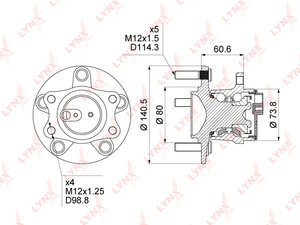 Изображение 1, WH1026 Ступица MITSUBISHI Lancer (08-) задняя LYNX