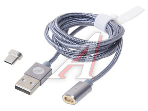 Изображение 1, PRT-038389 Кабель USB Type C 1м серебристый текстиль PARTNER