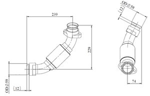 Изображение 3, 54232 Труба выхлопная глушителя MERCEDES Actros с гофрой левая от турбины (цинк) E-line DINEX