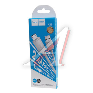 Изображение 2, X88 white Кабель micro USB 1м HOCO