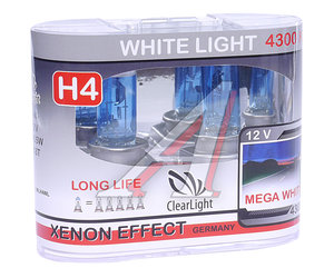 Изображение 1, MLH4WL Лампа 12V H4 60/55W P43t бокс (2шт.) White Light CLEARLIGHT