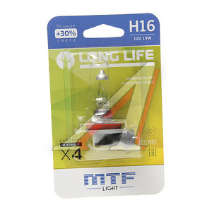 Изображение 1, HLL1216B Лампа 12V H16 19W PGJ19-3 +30% блистер (1шт.) Long Life MTF