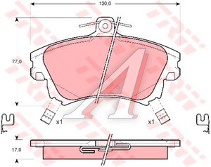 Изображение 3, GDB1313 Колодки тормозные VOLVO S40,  V40 MITSUBISHI Carisma передние (4шт.) TRW