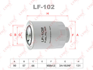 Изображение 1, LF102 Фильтр топливный TOYOTA Land Cruiser (90-), Hiace (01-11) LYNX