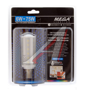 Изображение 1, MS-0195MNW-E14 Лампа светодиодная E14 6W(60W) 220V холодный MEGA LIGHTING