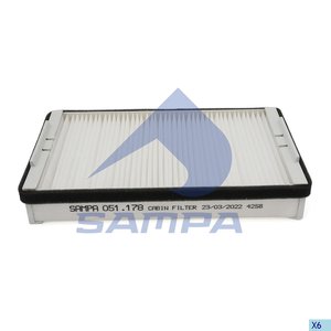 Изображение 1, 051.178-01 Фильтр воздушный салона DAF 95XF, CF (251х151х45мм) SAMPA