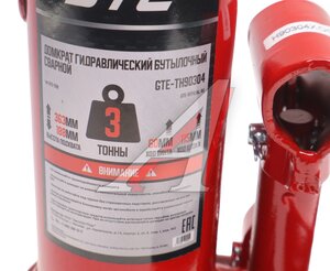 Домкрат бутылочный 3т 188-303мм GTE, ,
                                                          фото 6 Изображение 6, GTE-TH90304 Домкрат бутылочный 3т 188-303мм GTE