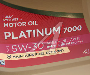 Изображение 2, 600158 Масло моторное Platinum 7000 A5/B5 5W30 синт.4л SINTEC