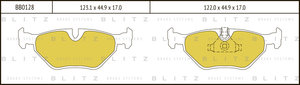 Изображение 1, BB0128 Колодки тормозные BMW 3 (E36), 5 (E39) задние (4шт.) BLITZ