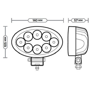 Изображение 6, AE24OV-8LED-HC Фара рабочего света овальная 140х105х57 24Вт 8 светодиодов направленный свет AVTOELECTRICA