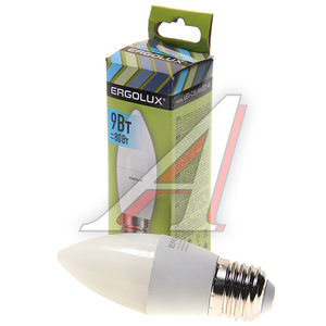 Изображение 1, LED-C35-9W-E27-4K Лампа светодиодная Е27 C35 9W (80W) 220V холодный ERGOLUX
