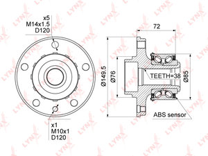 Изображение 1, WH1165 Ступица VW T5, Touareg (03-10) передняя/задняя в сборе LYNX