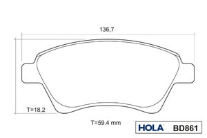 Изображение 4, BD861 Колодки тормозные RENAULT Megane 2, Scenic 2 передние (4шт.) HOLA