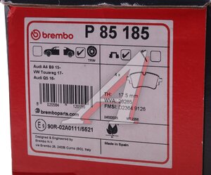 Изображение 4, P85185 Колодки тормозные AUDI A4 (15-) задние (4шт.) BREMBO