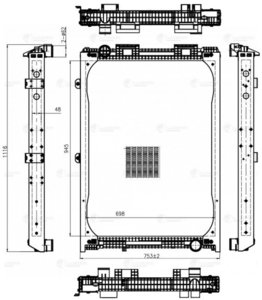 Изображение 3, LRc1284 Радиатор MAN F2000 (94-) охлаждения двигателя (с рамкой) LUZAR