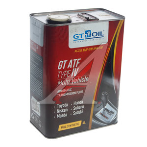 Изображение 1, 8809059407912 Масло трансмиссионное ATF T-IV Multi Vehicle 4л (Уценка) GT OIL