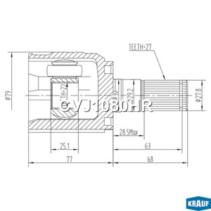 Изображение 5, CVJ1080HR ШРУС внутренний KIA Ceed (12-) правый комплект KRAUF