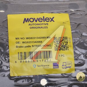 Изображение 3, WG9231342069-MX Накладка тормозной колодки SITRAK HOWO задняя (187х220) MOVELEX