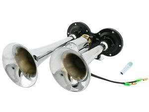 Изображение 1, AT62109 Сигнал звуковой 24V воздушный 2-х рожковый 160/200мм хром AT