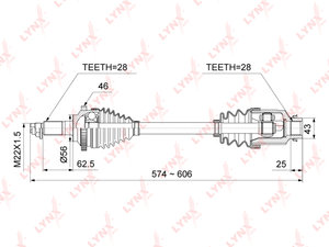 Изображение 1, CD1016A Привод KIA Spectra (94-) колеса переднего правый LYNX