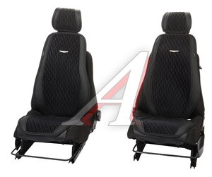 Изображение 1, AUT-600 BK/BK Накидка на сиденье алькантара стеганая/эко-кожа черная (2шт.) Autobiography AUTOPROFI