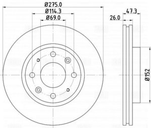 Изображение 3, DF073309 Диск тормозной KIA Cerato (04-09) передний (1шт.) TRIALLI