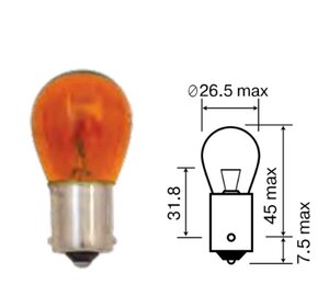 Изображение 2, 61213ORANGE Лампа 12V PY21W BA15s желтая МАЯК