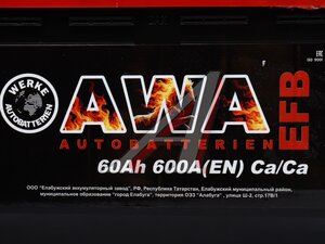 Изображение 5, 6СТ60(0) Аккумулятор AWA EFB 60А/ч обратная полярность