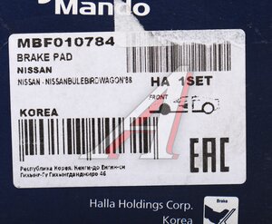 Изображение 6, MBF010784 Колодки тормозные NISSAN Almera N15 (95-98) передние (4шт.) MANDO