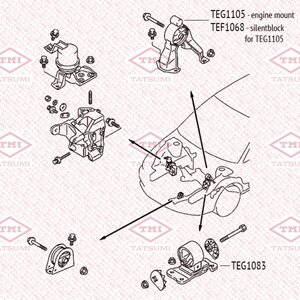 Изображение 2, TEG1083 Опора двигателя MITSUBISHI Outlander (07-10) передняя TATSUMI BELT