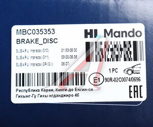 Изображение 5, MBC035353 Диск тормозной SUBARU Impreza (92-) передний (1шт.) MANDO