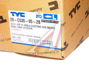 Изображение 1, 20-C530-05-2B Фара TOYOTA Corolla (10-) левая (под корректор) TYC