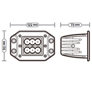 Изображение 5, AE18RT-6LED-EMB-73PC Фара рабочего свет 122х92х73 18Вт 6 светодиодов рассеянный свет встраиваемая AVTOELECTRICA