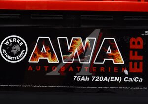Изображение 5, 6СТ75(0) Аккумулятор AWA EFB 75А/ч обратная полярность