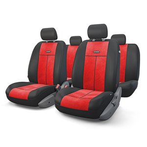 Изображение 1, TT-902V BK/RD Авточехлы универсальные полиэстер/велюр (AIRBAG) черно-красные (9 предм.) AUTOPROFI