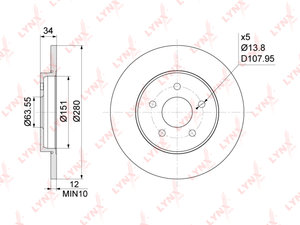 Изображение 3, BN1019 Диск тормозной FORD Mondeo 3 задний (1шт.) LYNX