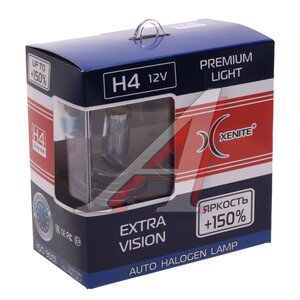 Изображение 3, 1007176 Лампа 12V H4 P43t +150% бокс (2шт.) XENITE