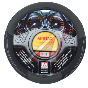 Изображение 1, MIS-17STW55 GY (M) Оплетка руля (M) 37-39см черно-серая MISTAR